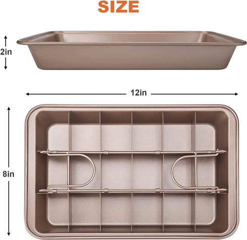 Nonstick Brownie Pan,High Carbon Steel Baking Pan,Non Stick Brownie Pans with Dividers,Makes 18 Pre-cut Brownies All at Once,for Oven Baking by Iimin