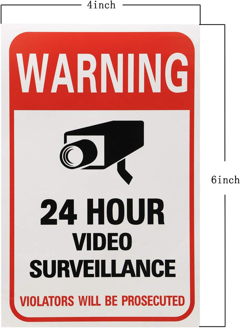 Tupalizy 24 Hours Video Camera Surveillance Sign Stickers - Self-Adhesive Security Labels for Window, Wall, Door, 20PCS