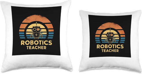 Vintage Cute Robot Stem Tee Throw Pillow - Robotics Teacher Stem School