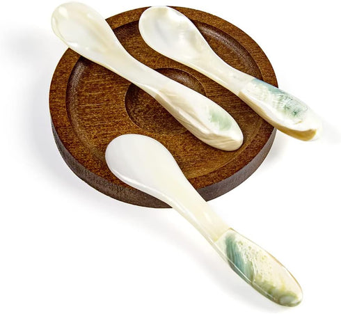 DUEBEL Mother of Pearl Caviar Spoons, 4' Luxury Handmade Spoons for Serving (5pcs)