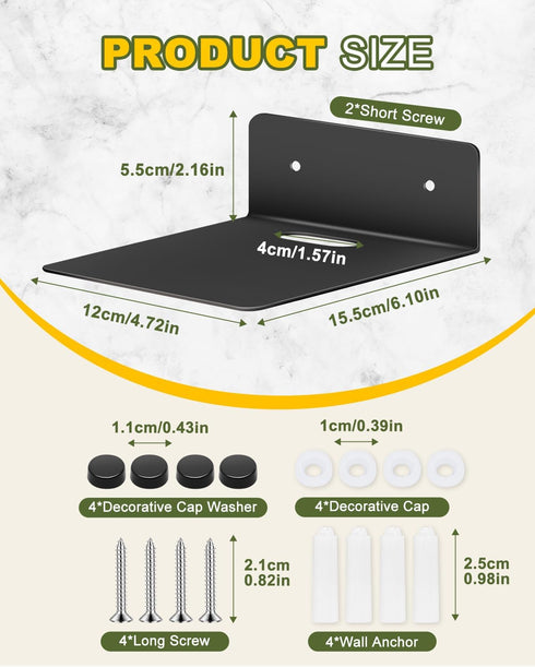 2 Pack, eZAKKA Floating Shelves for Wall, Small Shelves for Wall, Mini Shelf, Metal Shelf, for Bathroom Bedroom Living