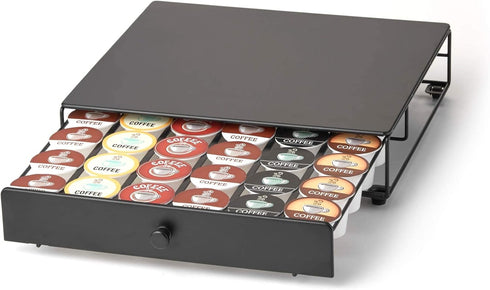 Nifty Rolling Coffee Pod Drawer, Black Finish, Compatible with K-Cups, 36 Pod Pack Holder, Slim Kitchen Organizer