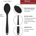 2 Pcs Silicone Spoons for Cooking, Heat Resistant Mixing Utensils for Kitchen Cooking and Baking (Black)