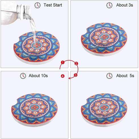 Car Coasters for Drinks, 10 Pack Absorbent Ceramic Coasters with Finger Notch for Easy Removal, Cute Car Accessories.
