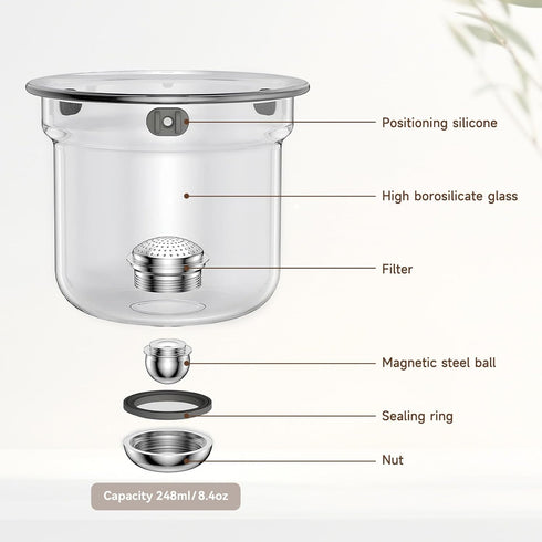 GrowCube -800ML/27.01oz Enchanti Tea Pot, Magic Glass Teapot with Strainer,Magnetic Water Separation with Infuser
