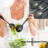 6 PCS Stainless Steel Serving Utensils Set, Large Slotted Spoons, Forks, Ice Sugar Tongs, Cake Server, Black for Buffet