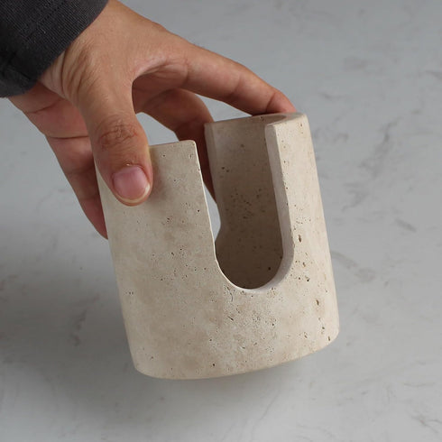 Natust Natural Travertine Sponge Holder for Kitchen Sink, Drying Rack, Compact Sink Caddy Organizer (Beige Travertine)