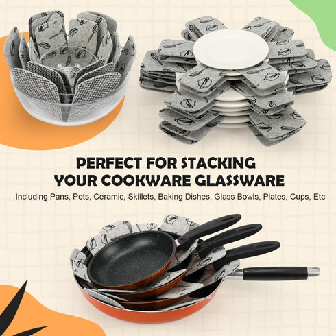 BOYAN Pot and Pan Protectors, Set of 12, 3 Different Sizes, Cookware Divider Pads, Anti-Slip