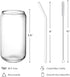 NETANY 16oz Can Shaped Drinking Glasses Set - 4pcs with Glass Straws & 2 Cleaning Brushes for Beer, Iced Coffee,