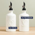 Mlle Label Set 2 500 ml Oil and Vinegar Dispenser White Ceramic Bottles with Matte Black Flip-Top Spout Olive Oil