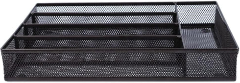 titivate Kitchen Cutlery Tray, Silverware Drawer Organizer with 5 Compartments for Forks/Knives/Spoons (Black)