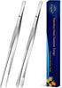JETKONG 2 Pcs 12-Inch Cooking Tweezers, Stainless Steel Professional Kitchen Forceps for BBQ