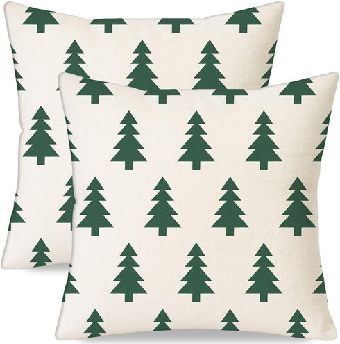 Christmas Pillow Covers 18x18 Set of 2, Modern Farmhouse Xmas Holiday Throw