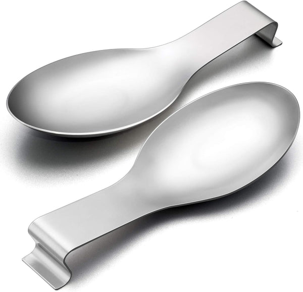 Spoon Rest Set of 2 - E-far Stainless Steel Spoon Ladle Holder for Kitchen Stove Top, Dishwasher Safe