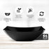 Posh Setting Square Plastic Serving Bowls, Large Heavy Duty Disposable Bowls for Salad, Snack, Buffet, 4 Pack (Black)