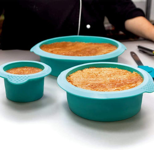 Webake Round Cake Pan Set - 3 Tier Cake Layer Tin, 8 Inch, 6 Inch, 3 Inch - Silicone Baking Molds for Parties
