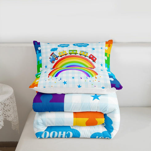 Set Set,Boys Insert,1 Homewish Cartoon Trains Kids Comforter Twin Size,Cute Choochoo Vehicles Bedding Girls Adults Room