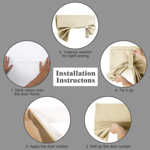 Soft Blackout Silk look Satin Small Door Curtains, Elegance French Door Curtains for Privacy, Easy installed Door Panels, Room Darkening Door Window Curtains (Beige, 24"*18", 1 Panel)