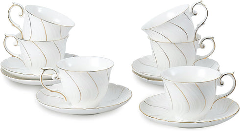 Agyiuns Tea Cups Set Of 6, Tea Cup And Saucer Set,6oz for