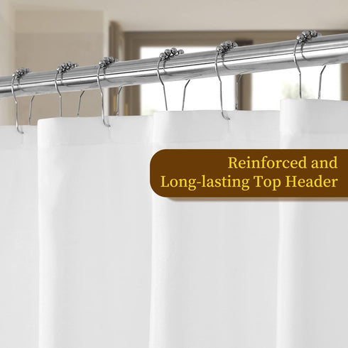 2-Pack Fabric Shower Curtain Liners - Lightweight White Cloth with Magnets, Washable & Water Repellent, 71" W x 72" L
