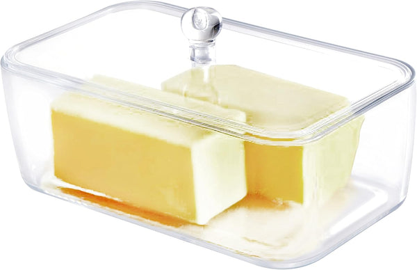 Youngever Plastic Butter Keeper, Reusable Clear Butter Dish, Butter Container with Lid