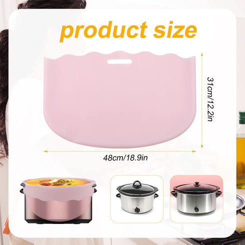 Silicone Slow Cooker Liner for 6-8 Quart Crockpot, Reusable Heat Resistant Liner Bag for Oval or Round Pots (Pink)
