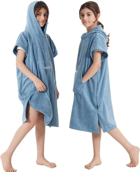 Swimming Hiturbo Kids Changing Towel Poncho: Quick Dry Absorbent Bath Towels Hoodie - Microfiber Swim Surf Poncho