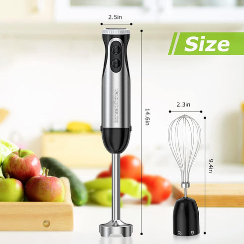 Bonsenkitchen Immersion Handheld Blender with Whisk, 500W, 20-Speed & Turbo Mode Stick Blender for Soup, Smoothie,