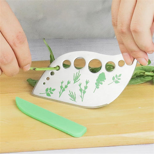 Herb Stripper, Green Stainless Steel Kitchen Tool for Leaf Stripping, 9 Holes