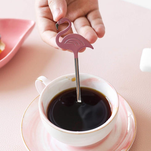 Maydahui 2PCS Flamingo Spoons - 5.1 Inch Animal Spoon, 18/10(304) Stainless Steel Dessert Spoon
