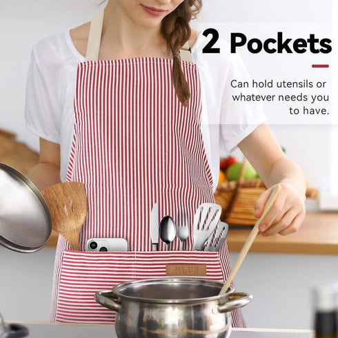NLUS 2 Pack Kitchen Cooking Aprons, Adjustable Bib Soft Chef Apron with 2 Pockets for Men Women