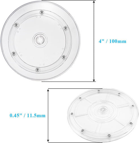 Jersvims 2Pcs 4 Inch Acrylic Turntable Platter, Transparent Round Rotating Organizer for Kitchen Pantry Cabinet