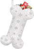 Malier Pet Dog Christmas Stocking, Large Faux Fur Bone Shape Hanging with Silver Snowflakes for Pets