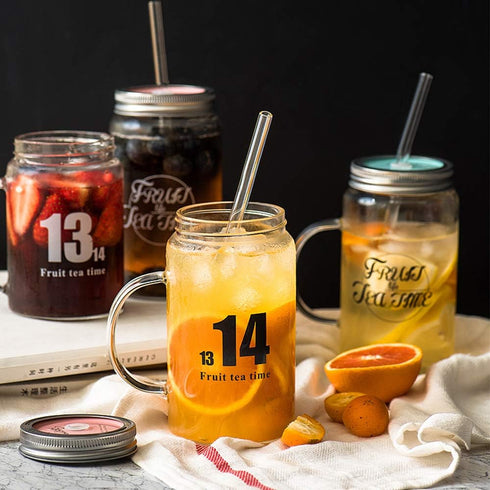 Hiware Reusable Glass Straws Set, 5-piece Drinking Straws with Cleaning Brush, 10" x 10 mm, Dishwasher Safe