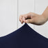 MINGPINHUIUS Armless Adjustable Chair Cover, Knitted Jacquard Velvet Slipcover for Office Desk Chair (Navy Blue)