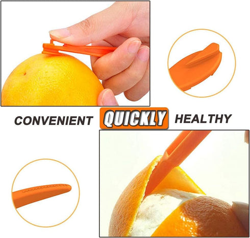 Orange Peeler Tools, Plastic Citrus Remover for Easy Open Lemon Peel Cutter, Kitchen Gadgets (Orange 2 Pack)