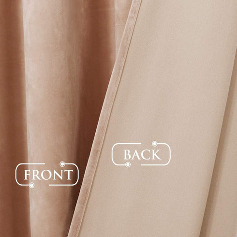 96 inches 2 Dimming W42x L96 StangH Long Beige Blush Velvet Curtains - Panels Light Drapes Farmhouse Decor for Nursery
