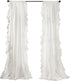 Set, 54" 84" Set Lush Decor Reyna Ruffle Window Curtain Panel Pair, W x L, White - Flowy Curtain - Romantic Ruffle