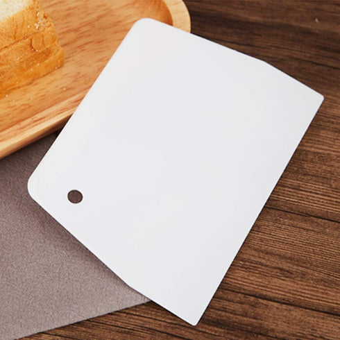 White Plastic Dough Scraper - Cream Smooth Cake Flour Spatula Cutter Baking Tool for Kitchen and Dining