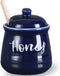 HAOTOP Farmhouse Porcelain Honey Jar with Dipper and Lid Set 12oz,Easy to