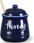 HAOTOP Farmhouse Porcelain Honey Jar with Dipper and Lid Set 12oz,Easy to
