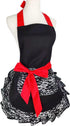 Black Lace Flirty Apron with Pocket, Retro Sexy Cooking Pinup Apron for Women