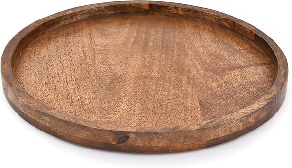 EDHAS Round Wooden Decorative Candle Holder Tray for Coffee Table Centerpieces Modern Farmhouse