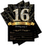 25 Sweet Sixteen Black Double-Sided Party Invitations Kit, 5x7, with Gold Metallic Pen and Envelopes