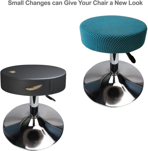 Round Stool Cover 12-16 Inch Round Bar Stool Covers, Luxurious Fabric Stretchable, Washable Dustproof Soft and Durable (2Pcs Peacock Blue) by HuaLiSiJi