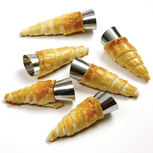 16 Pcs Cream Horn Molds with Cleaning Brush, Stainless Steel Cannoli Forms for Baking, 5-inch Large Size