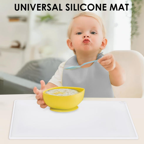 Mat(1 Pack 19.7" 15.7") Translucent Silicone Placemats for Toddlers-Kids Dinner Placemat Reusable Portable Food Mat