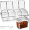 4-Cell Clear Seasoning Rack, Acrylic Spice Box with Cover and Spoon, Storage Container for Condiments