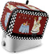 Farmhouse Cartoon Fat Chef 4 Slice Toaster Cover, Retro Black White Plaid Polyester Dust Protection