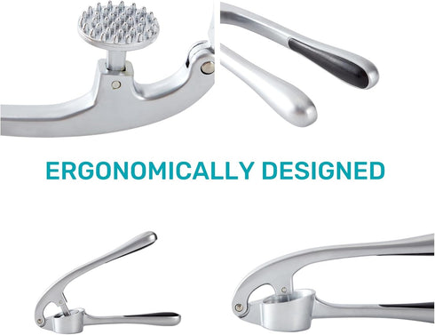 HiramWare Garlic Press, Premium Rust Proof Kitchen Garlic Mincer Crusher Squeezer with Ergonomic handle, Ginger Crusher